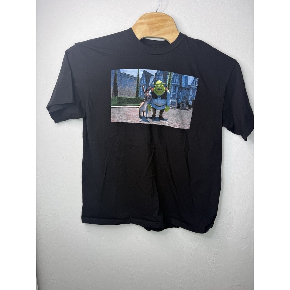DreamWorks Shrek Donkey Graphic T-Shirt Black Mens XL Movie Cartoon Tee -2311